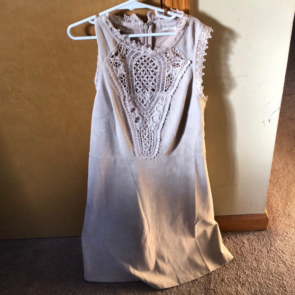 Cream halter style suede dress